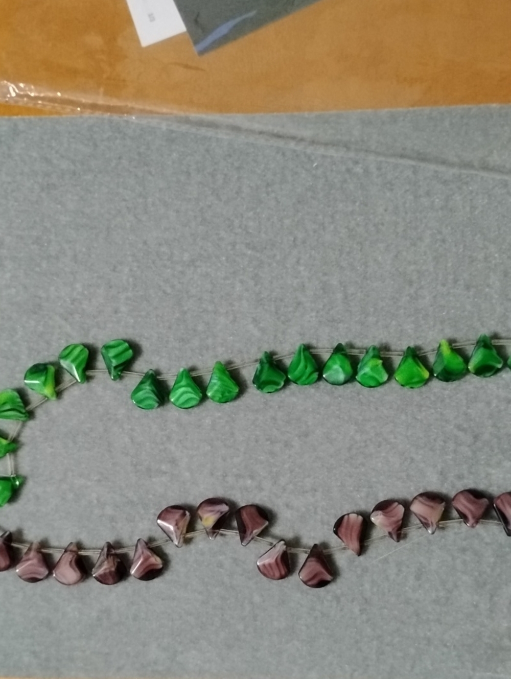 2 Strands One Peridot Glass Beads And Other Amethyst Glass Beads New